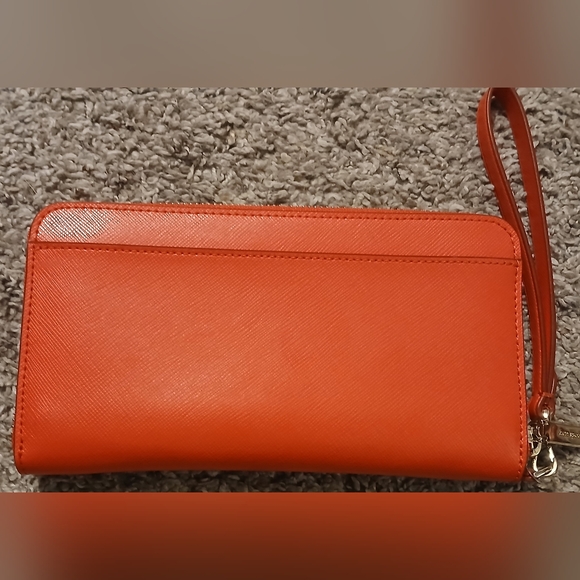 👜 Kate Spade Zip-Around Wristlet Wallet – Red-Orange / Poppy - Picture 7 of 7